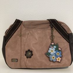 NWT Chala Bowling Zip Tote Shoulder Large Bag Dusty Rose Pink; Flower Coin Purse 