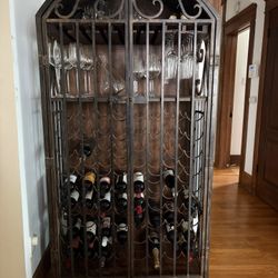 Spanish Artisanal Hand Made Wrought Iron Wine Cabinet 