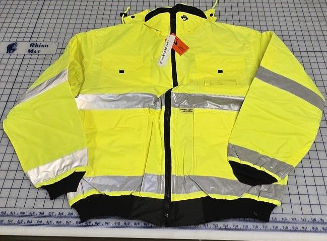 Reversible Thick Jacket Detachable Hoodie. Black/Safety Yellow