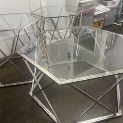Glass Hectogram Coffee Table And End Table
