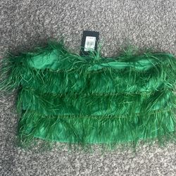 Green Feather Tube Top