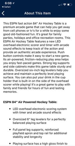 Best Buy: ESPN 84 Air Powered Hockey Table AWH084_188E