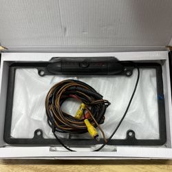 License plate backup camera and wire harness