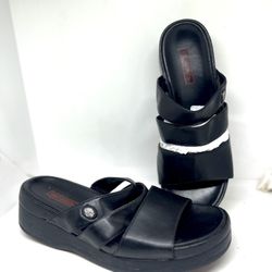 HARLEY DAVIDSON Women’s Black Leather Sandals Size 8 M