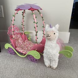American Girl WellieWishers LOT of Magical Llamacorn, Magical Garden Carriage, Carrot & Hutch, Chicken & Coop 