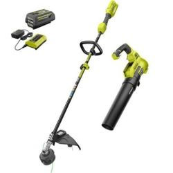New Ryobi 40-Volt Cordless Lithium-Ion Attachment Capable String Trimmer and Blower Combo Kit (2-Tools) 4.0 Ah Battery and Charger