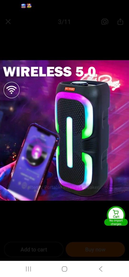 New Rechargeable Portable Bluetooth party speaker with LED light show