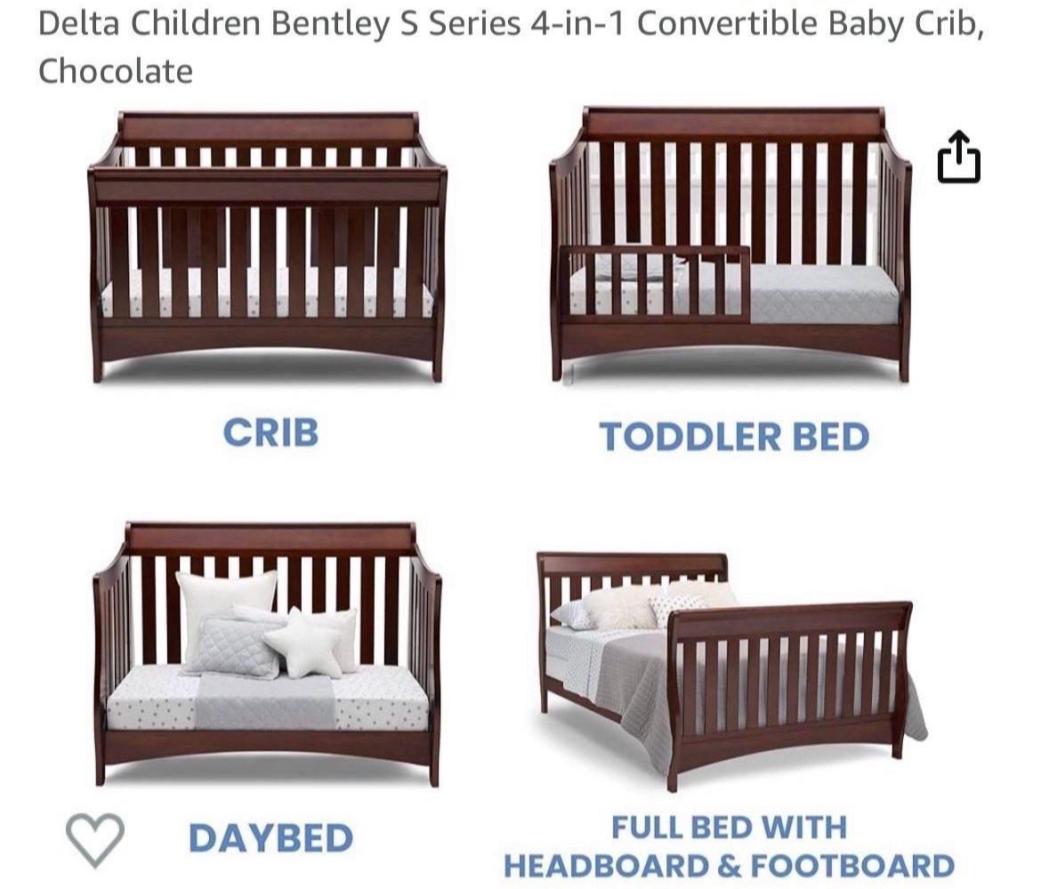 Crib & Mattress With Diaper Changing Table & Changing Mat