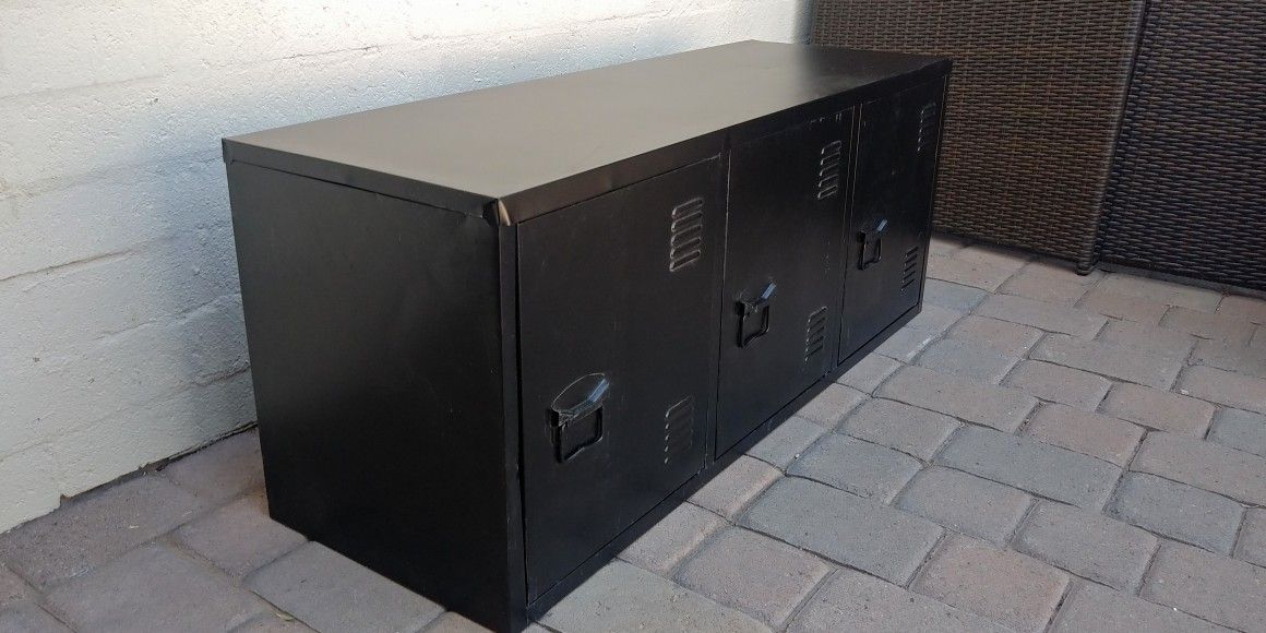 Very Cool Black Metal TV Console Storage Cabinet