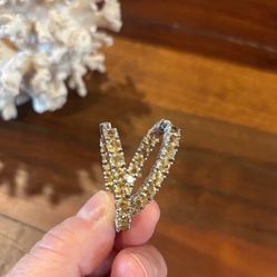 Gorgeous Citrine Sterling Silver Hoop Earrings 