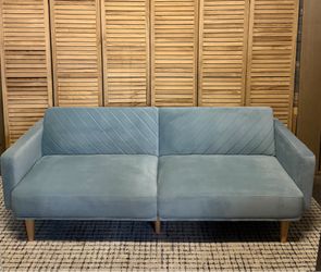 Sky Blue Velvet Sofa