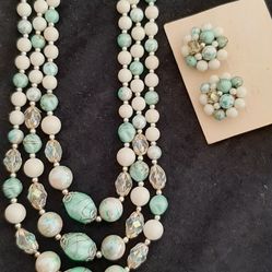 Vintage Necklace with matching clip earring sets.