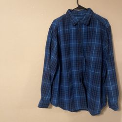 Faded Glory Plaid Button Down (Blue)