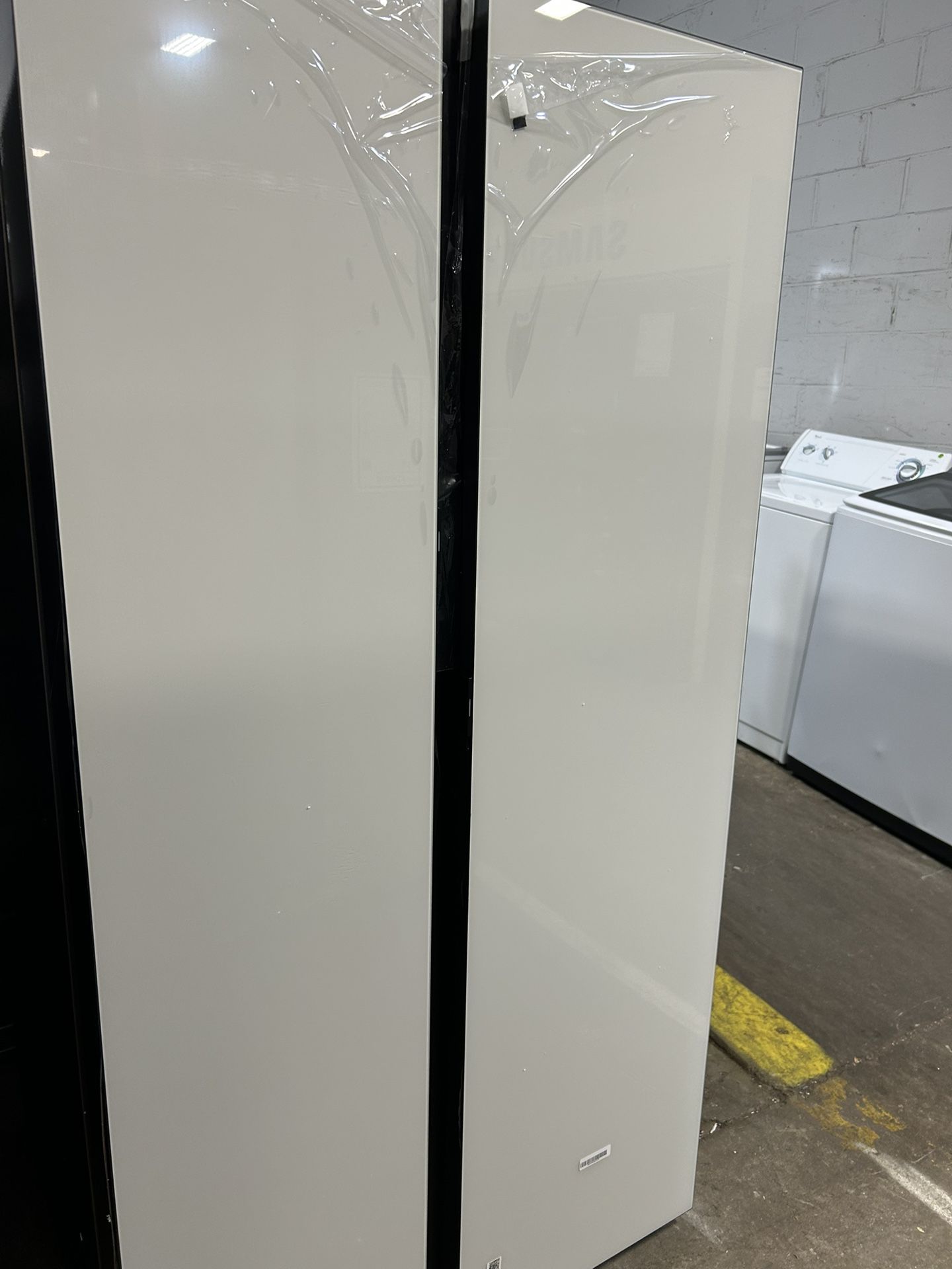 White Glass Side side Refrigerator