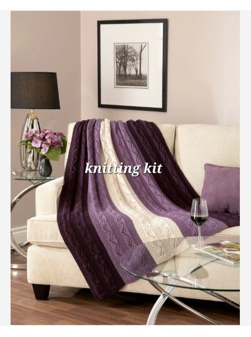 NEW Mary Maxim Zig Zag Throw Knitting Kit