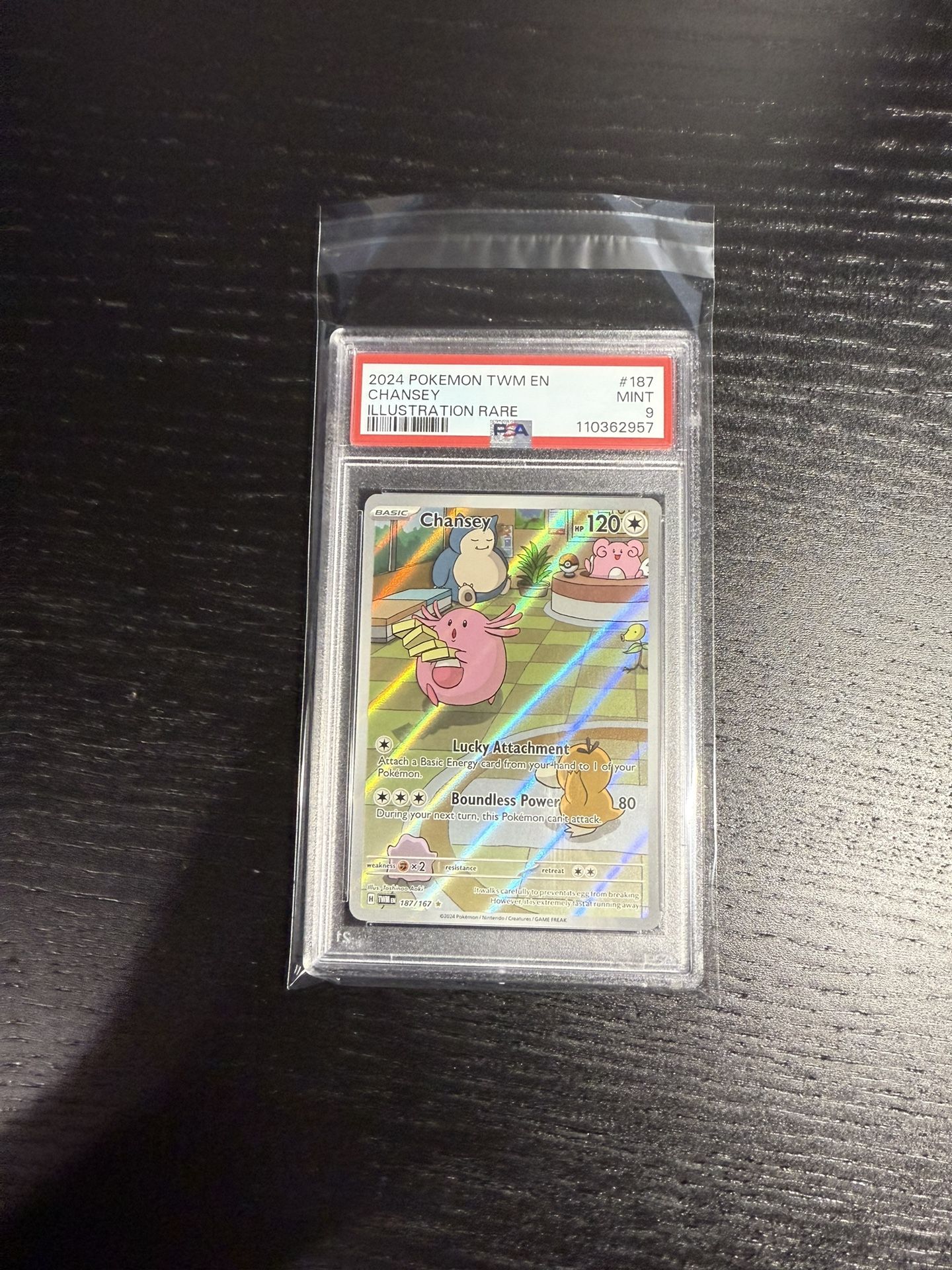 2024 POKEMON TWM EN-TWILIGHT MASQUERADE ILLUSTRATION RARE #187 CHANSEY PSA 9
