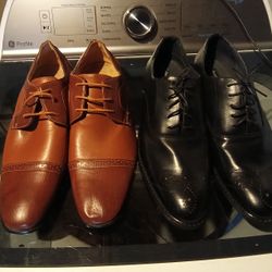 Size 15M Black, "Bruno Marc" & Brown,  "Asy Strider Shoes" In Great Condition. Also soles of shoes look Brand New 