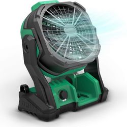 KIMO 20V Cordless Fan for Jobsite w/Lithium-ion Battery/Charger, Battery or AC Powered, Variable Speed & Convenient Hooks for Indoor/Outdoor Use