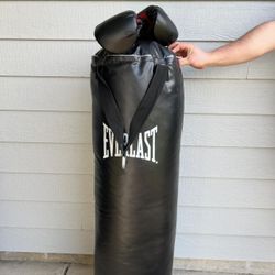 100lb Punching Bag, Wrist Wraps, And Gloves Set