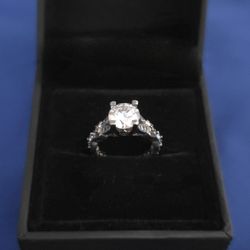 Size 5, Blue Zirconia Butterfly Round Cut Sterling Silver Ring