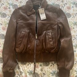 Mango Genuine Leather Jacket – XS – New With Tags