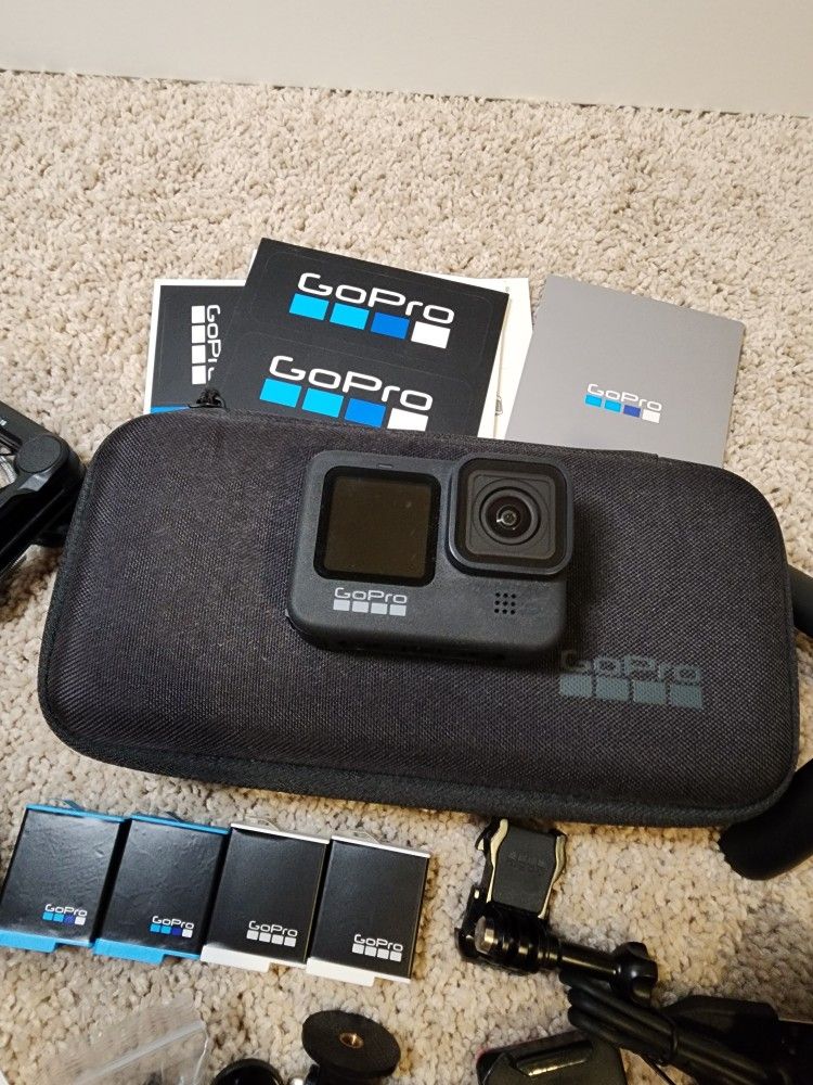 GoPro HERO9 Black Bundle Case Tripod Batteries Accessories Mounts