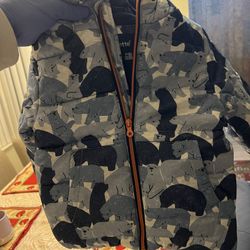 Little boys blue and white puff jacket.