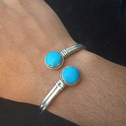 Vintage Turquoise 925 Sterling Silver Cuff Bracelet