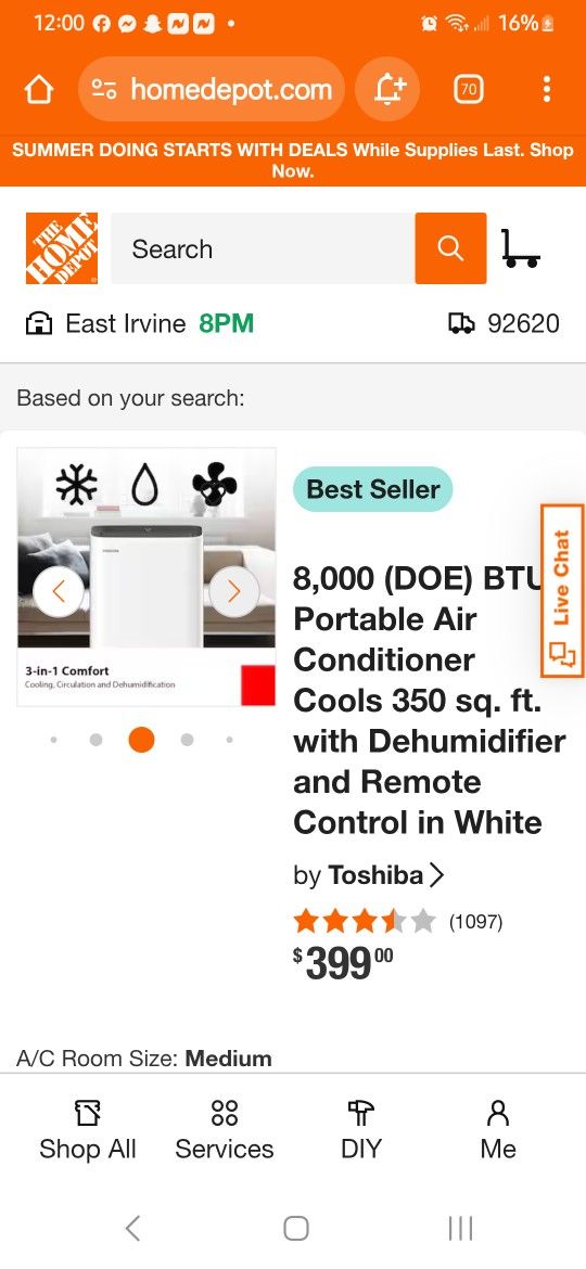 Portable Air Conditioner Less Then 1 Year Old