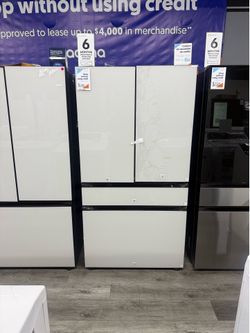 Samsung - 36 in. Wide BESPOKE 23 cu. ft. 4-Door French Door Counter Depth Smart Refrigerator with Beverage Center - White Glass 🥰