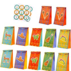 Paper Bag Candy Tote Bag Mexico Party Theme Bag (12 Bags+18 Stickers)