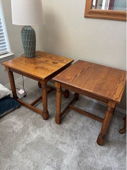 3 matching oak end tables