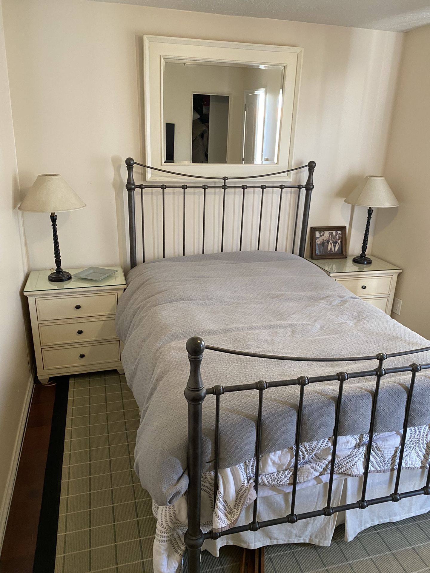 Ethan Allen Iron Bed Frame & Mattress