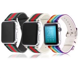 Gucci Stripe Pattern Sport Replacement Leather Watch Band Strap For Apple Watch  Genuine Leather 38/40/42/44 For Apple 1,2,3,4,5,6 