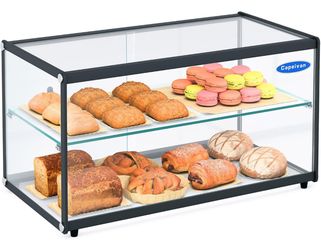 33 in. 2 Tiered Pastry Display Case with Glass Shelf and Sliding Door Brand New Unopened