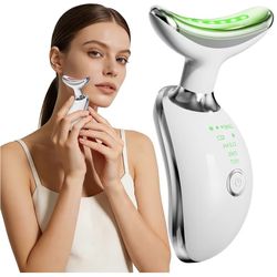 Facial and Neck Massager with Heat and Light Therapy 3 in 1 - EMS, Intelligent Vibration and Gua Sha Effect for Firmer Skin ✨