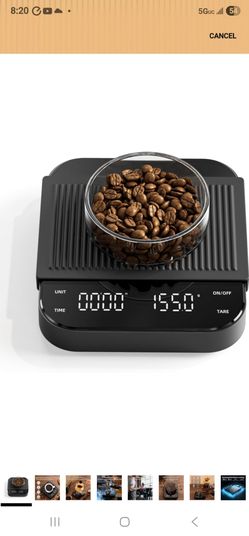 Mini Espresso Coffee Scale with Timer - 0.1g Precise, USB Rechargeable, 6 Weight Units, 2kg Digital Scale for Espresso, Pour Over, Drip, Kitchen (3kg 