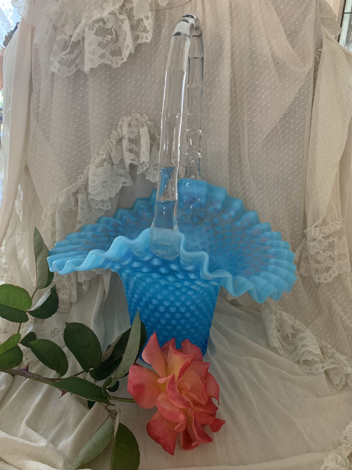 Large 15” Tall Fenton Basket