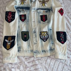(Large)Jean Jacket With Designs 