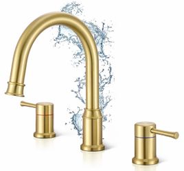 High Flow Roman Tub Faucet - Brushed Gold 3-Hole Widespread (WT-3307BG)