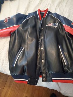 Men (XL)Faux Leather Jacket New England Patriots