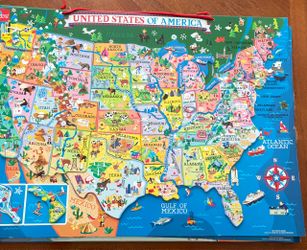 T.S. Shure United States Map Wooden Magnetic Puzzle