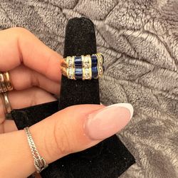 14k gold ring with diamonds and sapphires size 7
