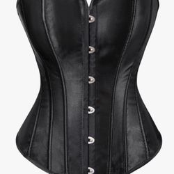  Corset Black Satin Waist Cincher