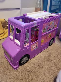 Purple. Barbie food truck two barbies, dog included