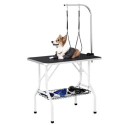35.9" Adjustable Dog Grooming Table with Basket Style, Black