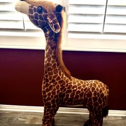 Giant 55-Inch Sturdy Giraffe Plush – Ride-On Fun + Cuddly Decor! 🦒