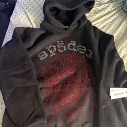 Sp5der Hoodie OG Rhinestone Black & Red