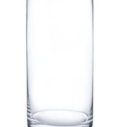 Cylinder Glass Vases, 4" W x 8" H, Quality Thick Weighted Glass One Piece 