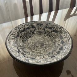 Black Clay Aztec Calendar Bowl